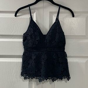 Abercrombie & Fitch Navy Blue Lace Tank Top